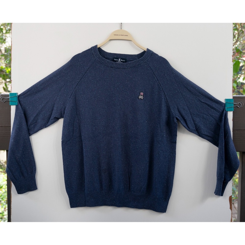 Psycho Bunny By Robert Godley Men's Navy Blue Cotton Pullover Sweatshirt Size M
